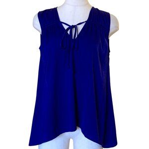 BCBG MAXAZRIA Blue Front Bow Sleeveless Silky Blouse Top SIze XS